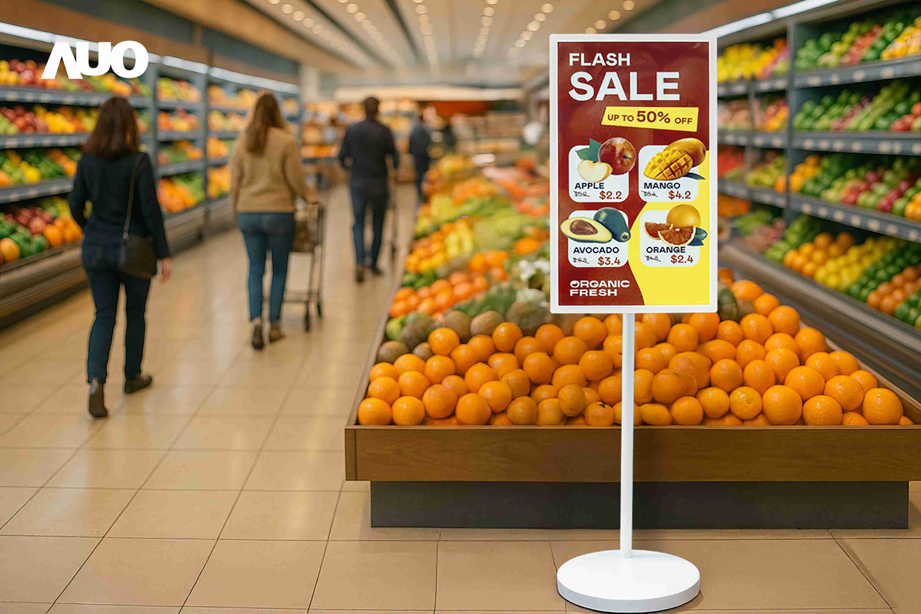 达擎首亮相低功耗、、、全彩的〝aecoPost电子纸解决方案〞，，，，仅在更新画面时需要微量的电力驱动，，，，无需布建电线的便捷设计，，使其可灵活应用、、、随意置放，，并可透过云端或行动装置app，，轻松管理及排程广告内容，，，晋升店头营销利器。。